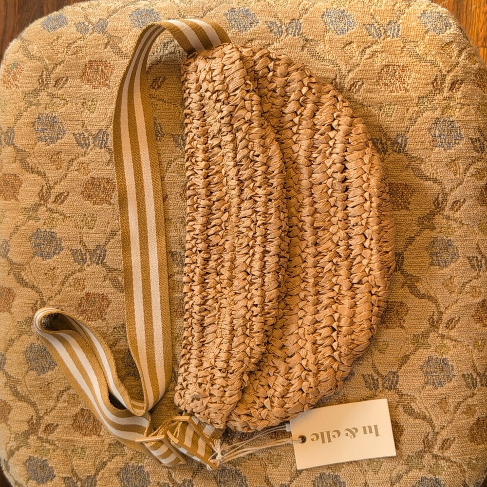 New Lu & Elle Straw Belt Bag Woven Fanny Pack Festival Travel